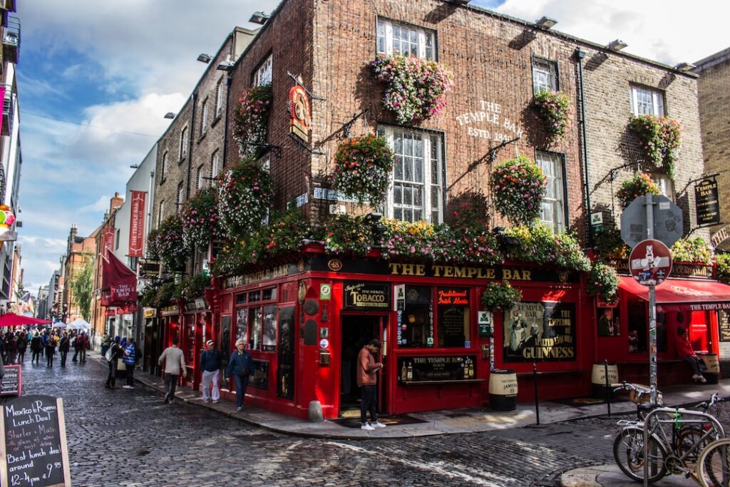 A traditional Irish pub on the corner in Dublin, Ireland.