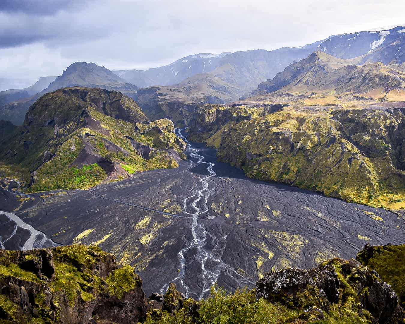 An aerial view of Thorsmork, Iceland.