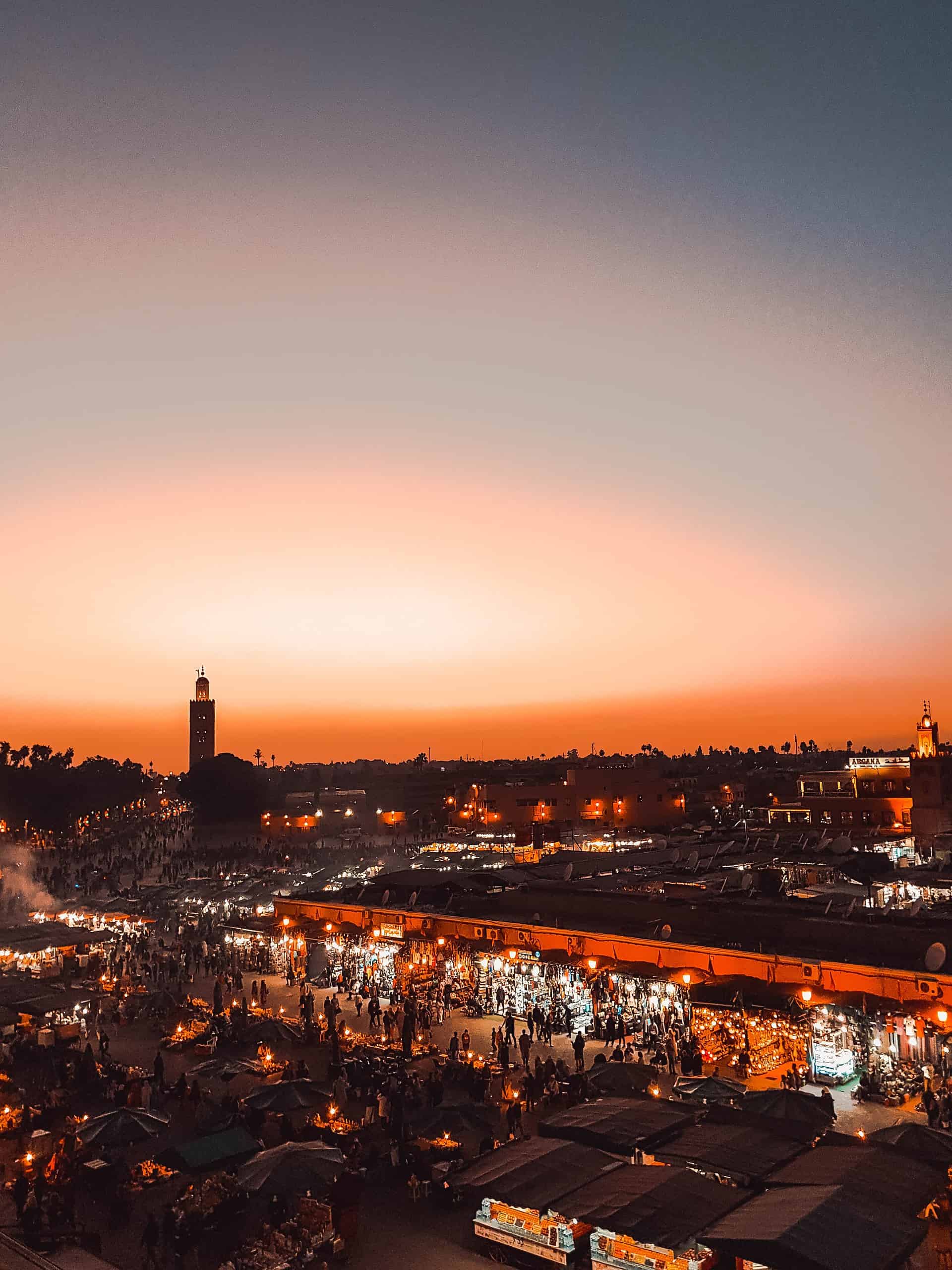 A night time view of Marrakech