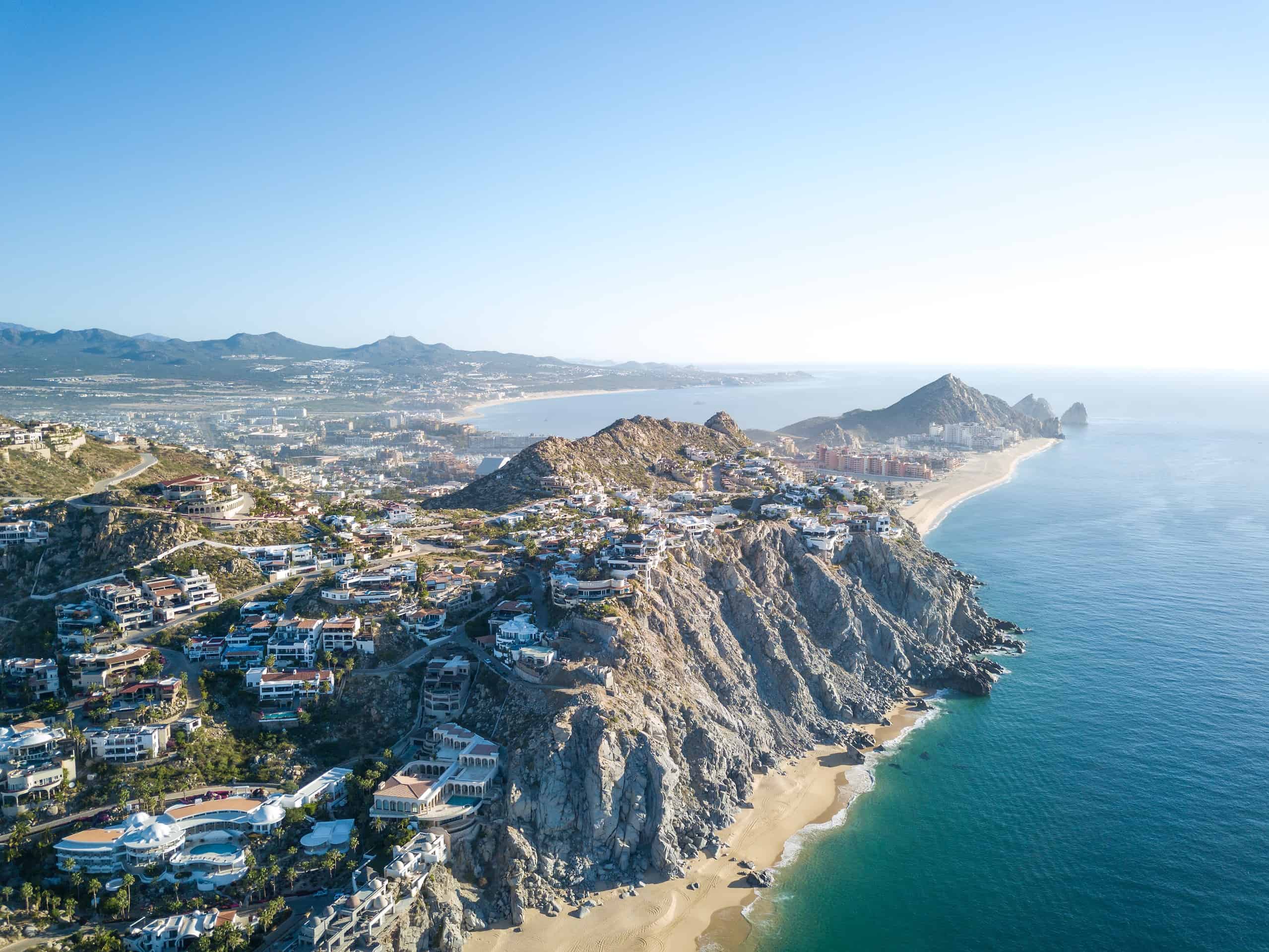 Aerial view of Cabo cliffs and beaches