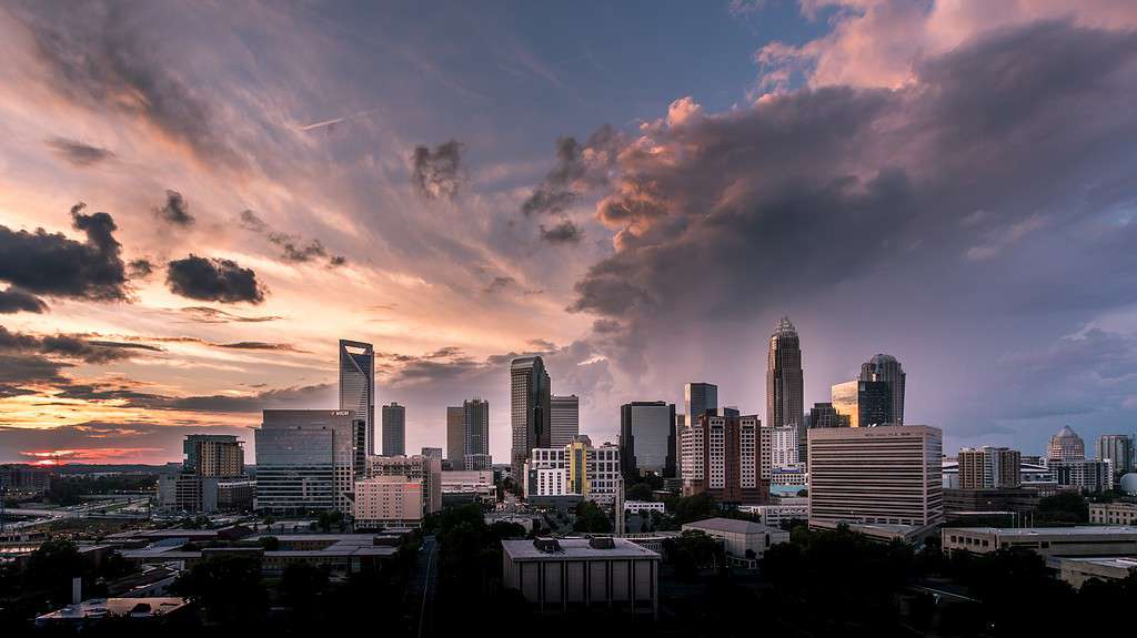 Charlotte Skyline at sunset