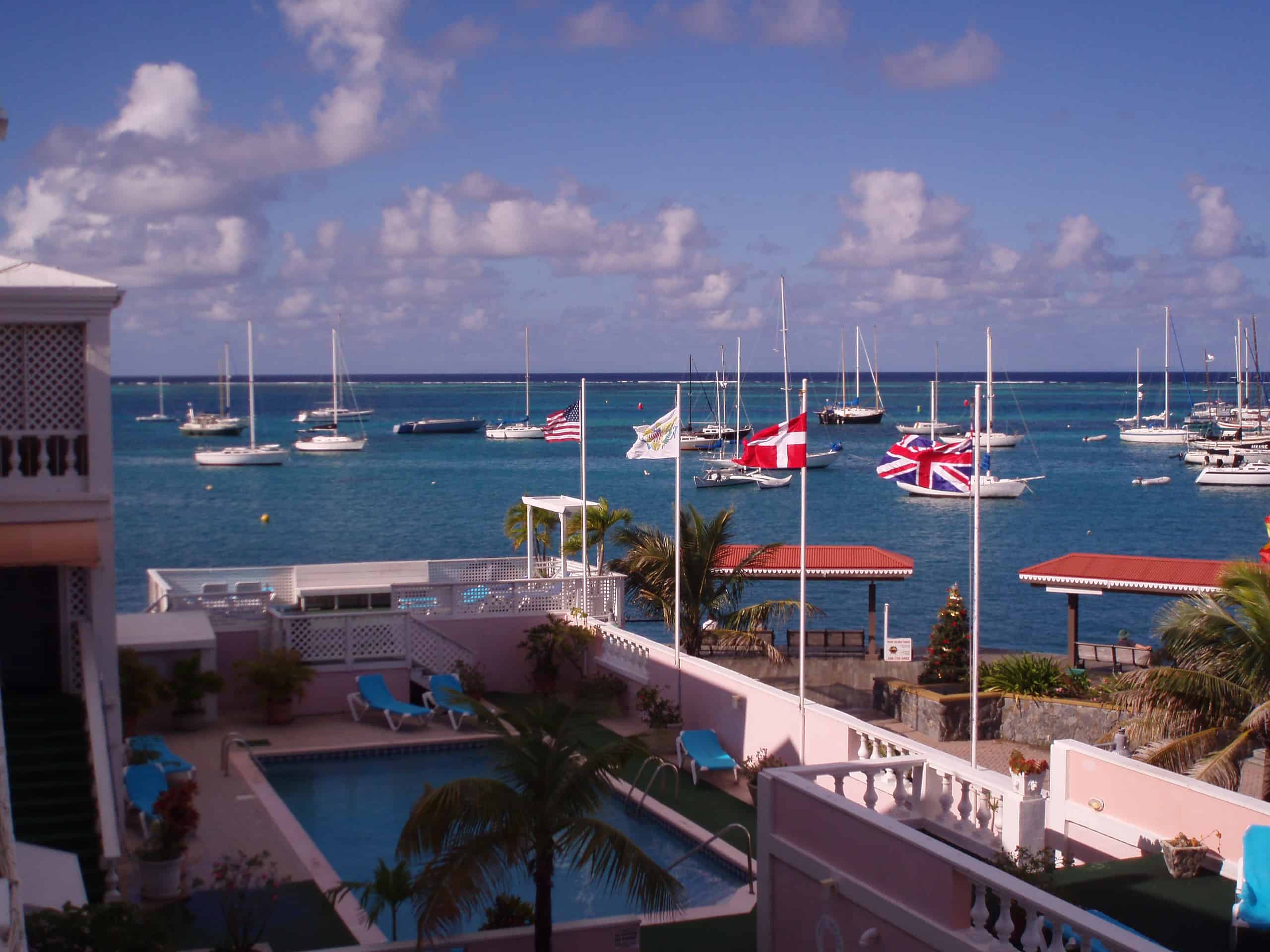 Boats in the harbor in St. Croix