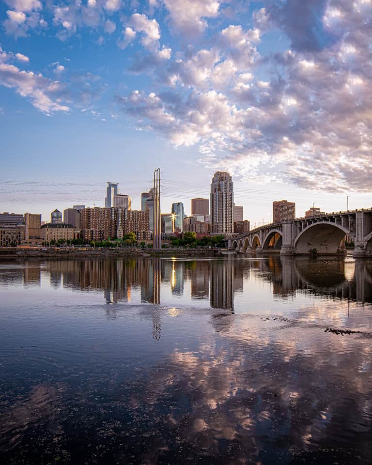 Minneapolis is a major city in Minnesota that forms "Twin Cities" with the neighboring state capital of St. Paul. Bisected by the Mississippi River, it's known for its parks and lakes