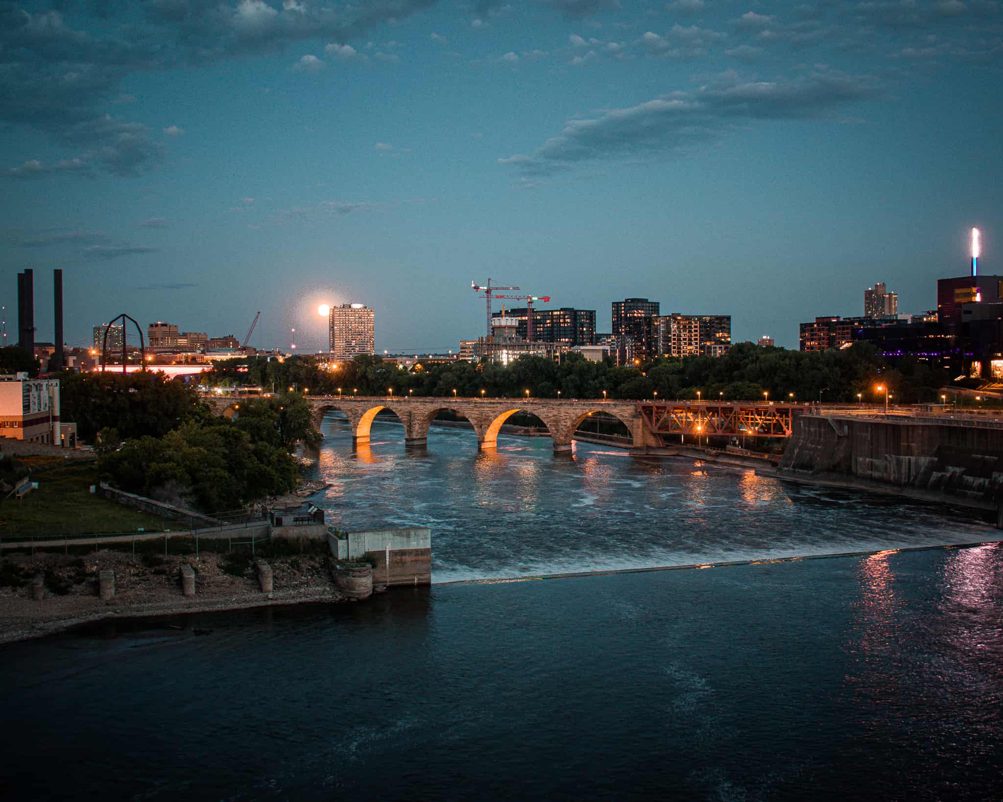 The Stone Arch Bridge in Minneapolis, Minnesota