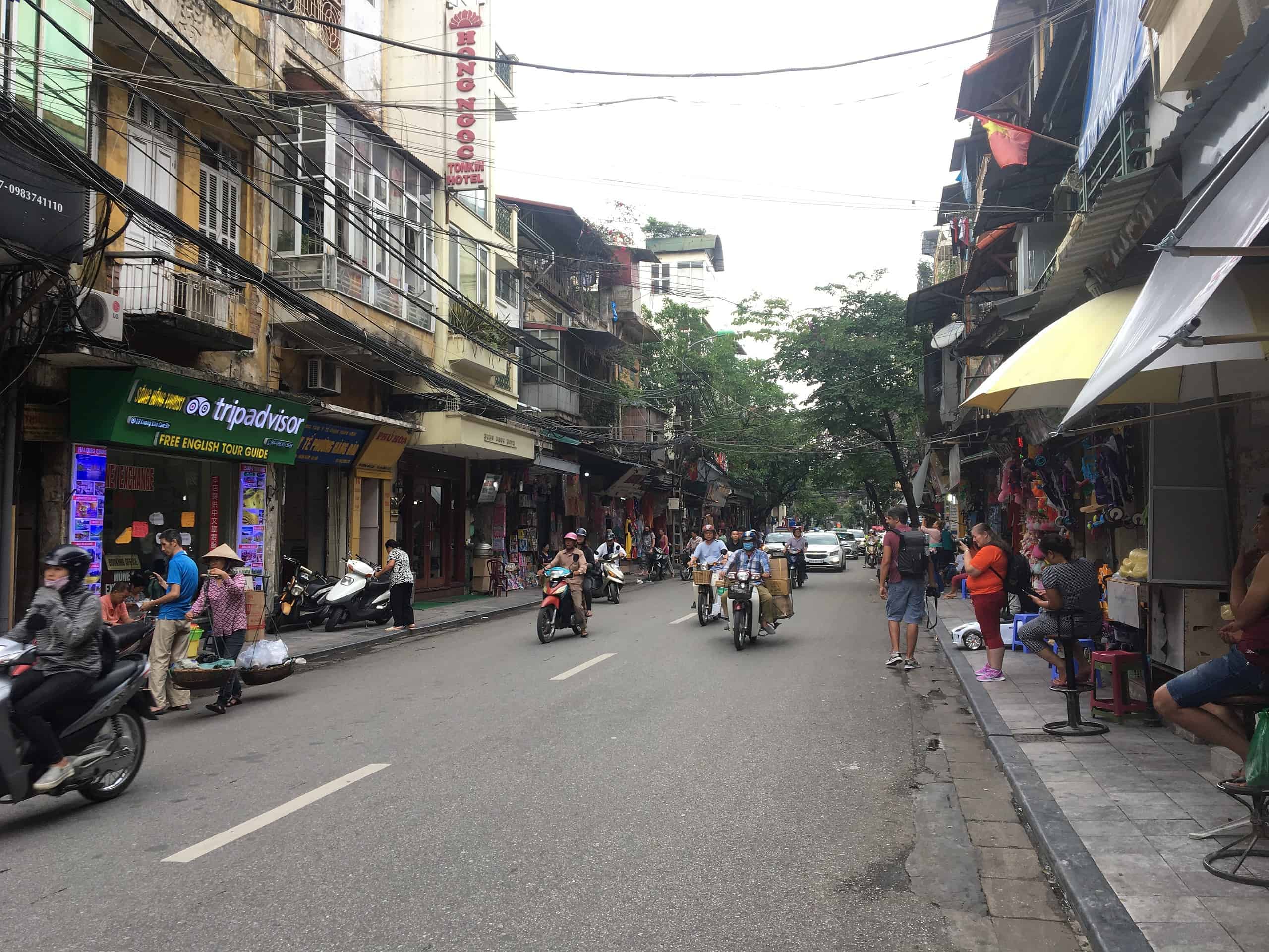 A busy street in Hanoi, Vietnam.