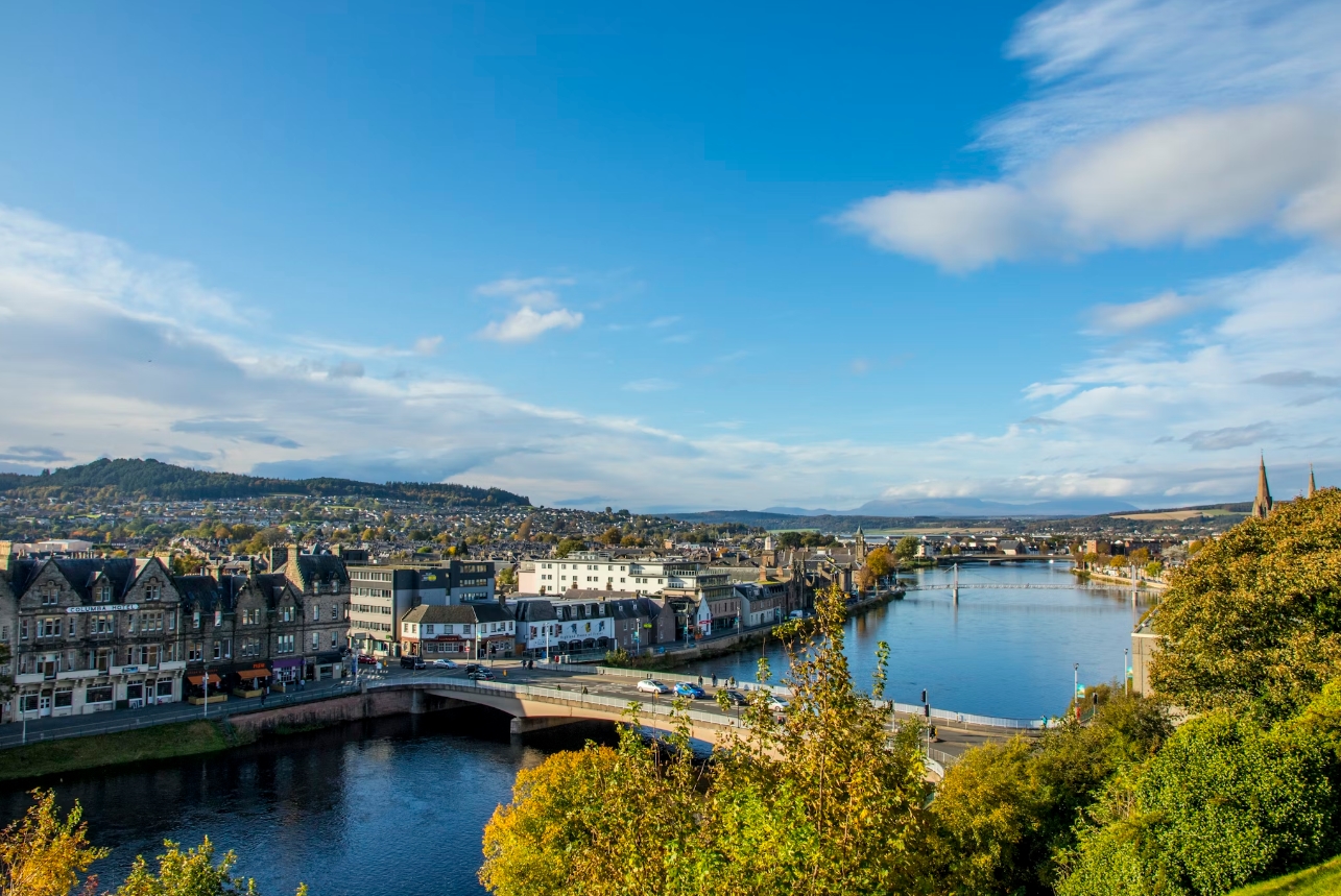 The view of City and River Ness of Inverness, Scotland