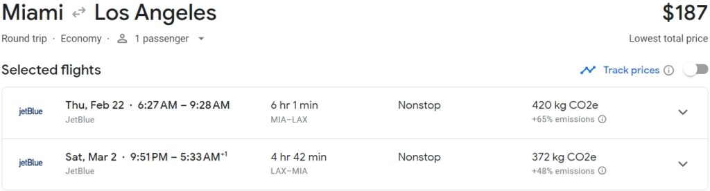 Cheap Flights From Miami to Los Angeles from February to March