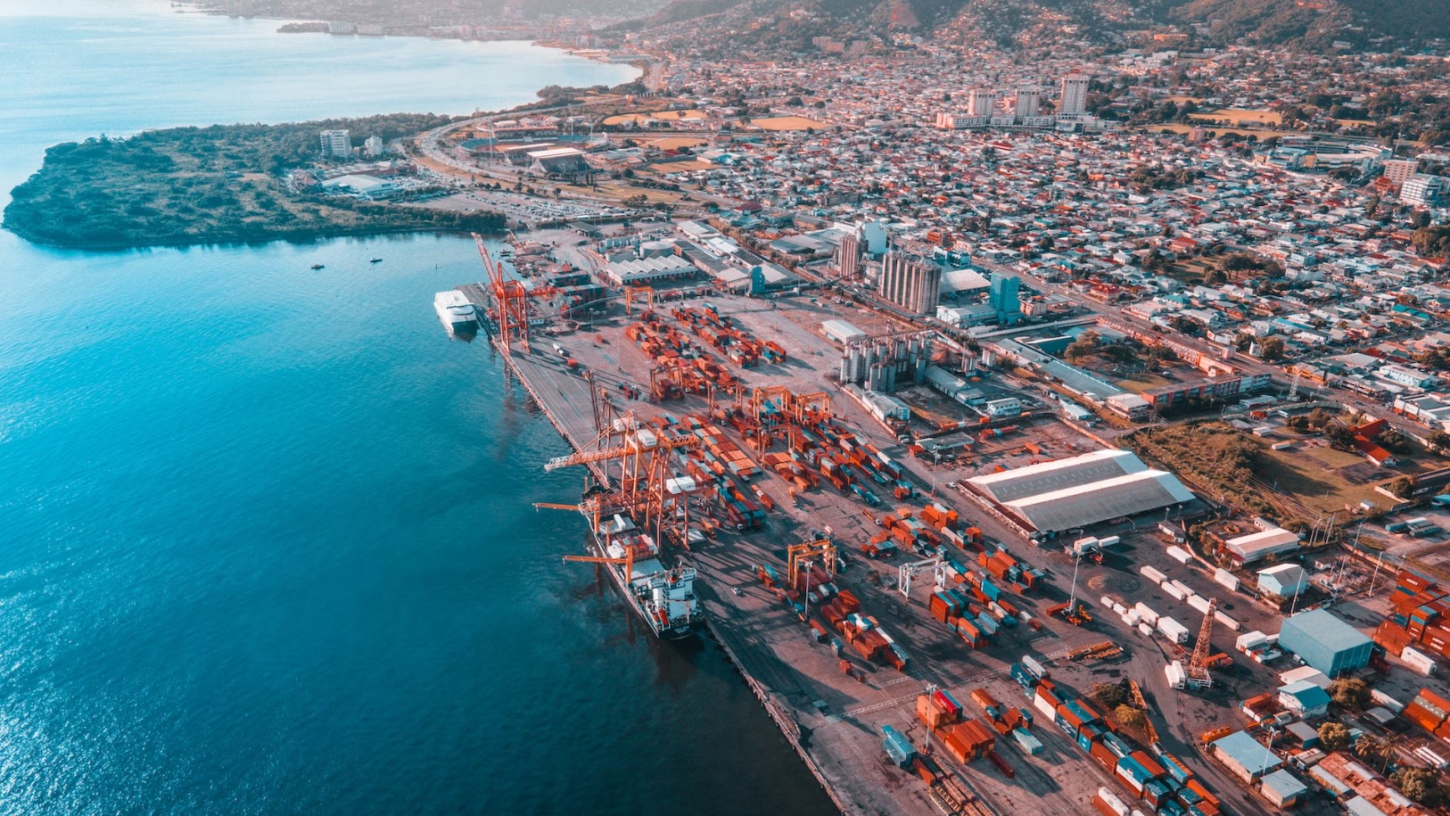 Beautiful Port View of Port of Port of Spain, Trinidad and Tobago