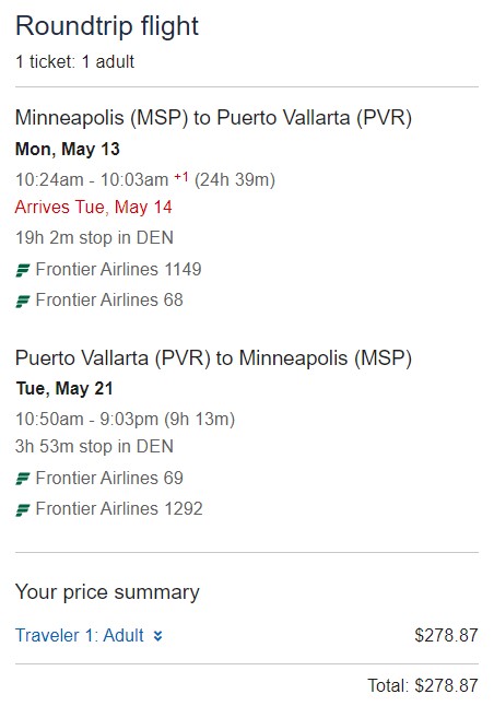 Cheap Flights From Minneapolis to Puerto Vallarta from April to May