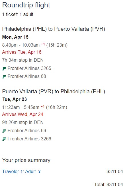 Cheap Flights From Philadelphia to Puerto Vallarta from April to May