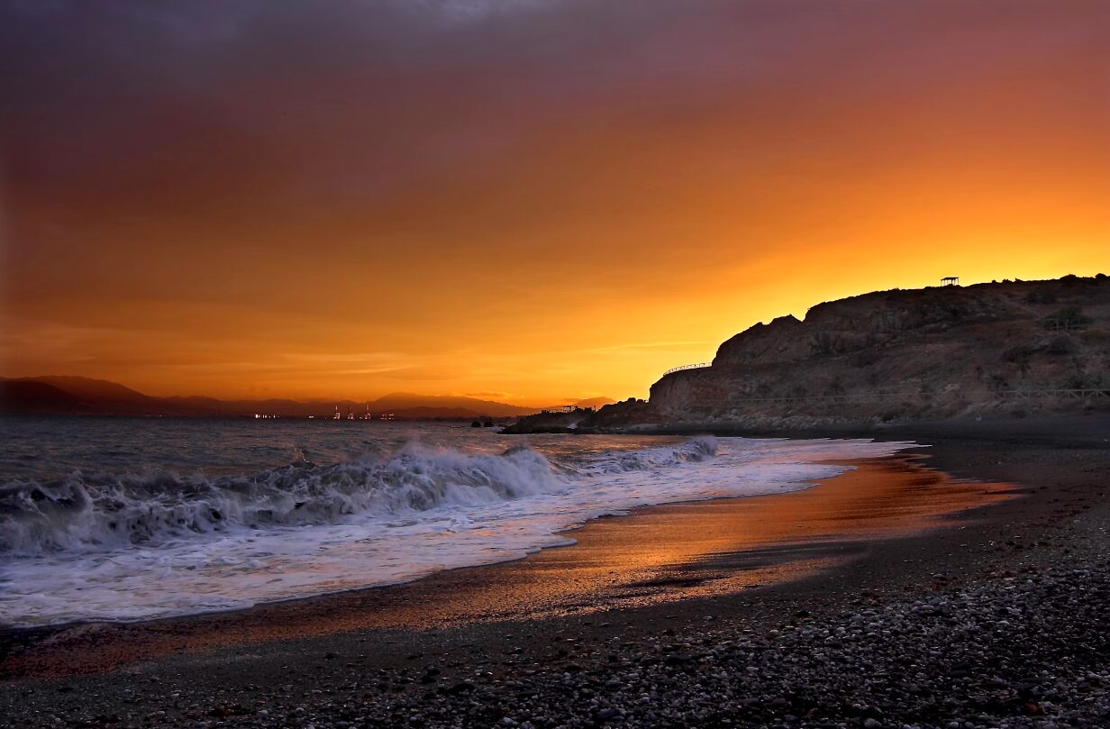 Beautiful View of Playa Peñon Del Cuervo, Málaga, Spain